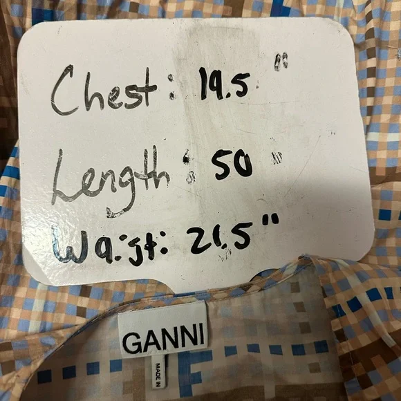 GANNI Checked Cotton-poplin Wrap Midi Dress Size 38 Medium 6 - Picture 10 of 13